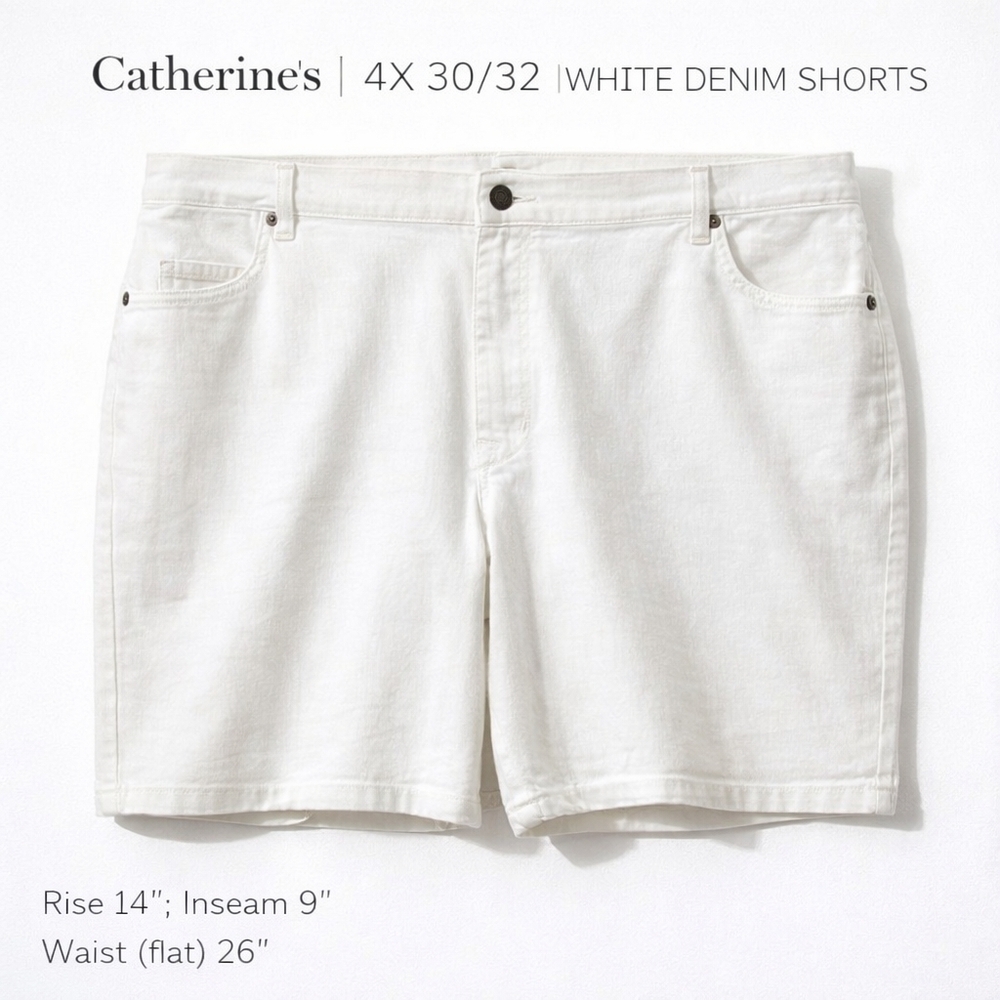 Catherine’s 4X 30/32 White Denim Bermuda Shorts NWT Stretch